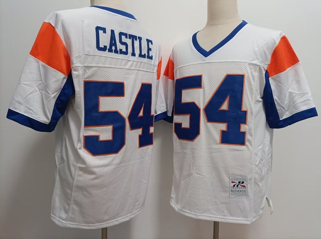 Men The Blue Mountain State Movie #54 Castle white 2024 Nike NCAA jersey->->NCAA Jersey